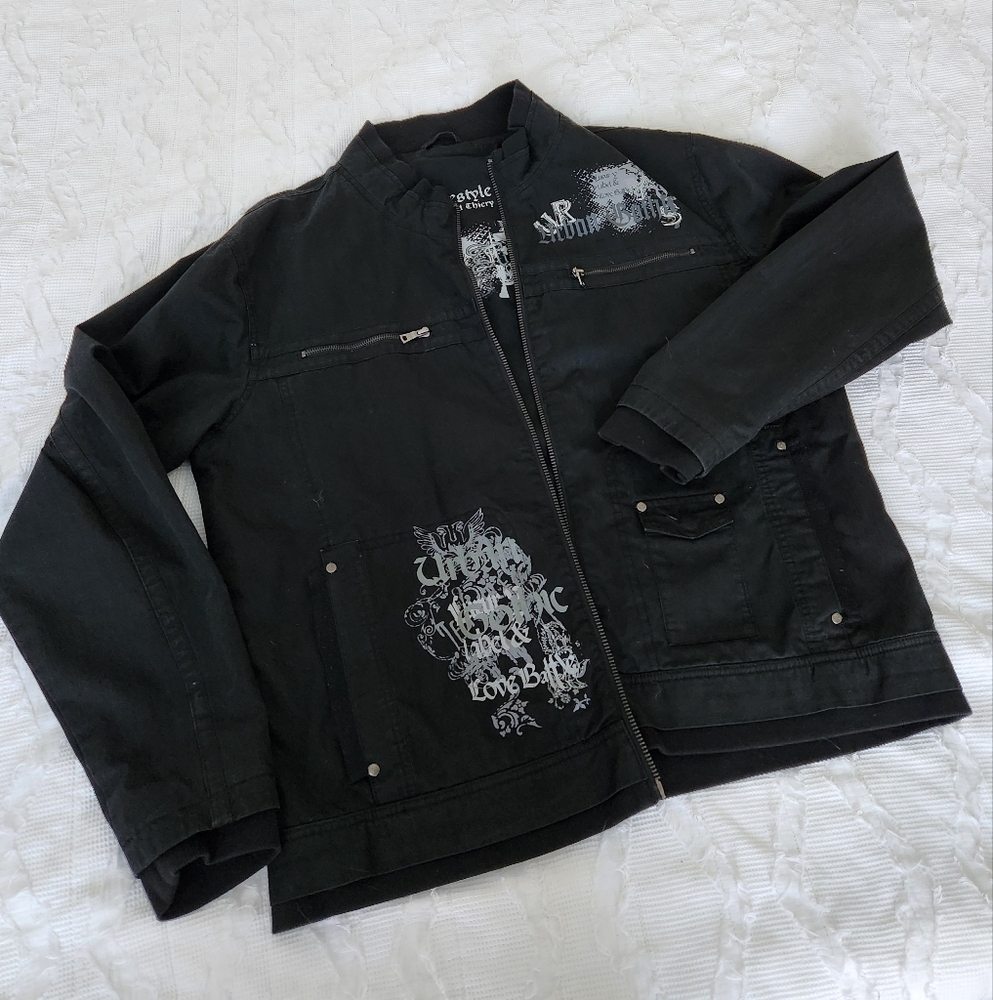 Freestyle Black Graphic Men's Jacket